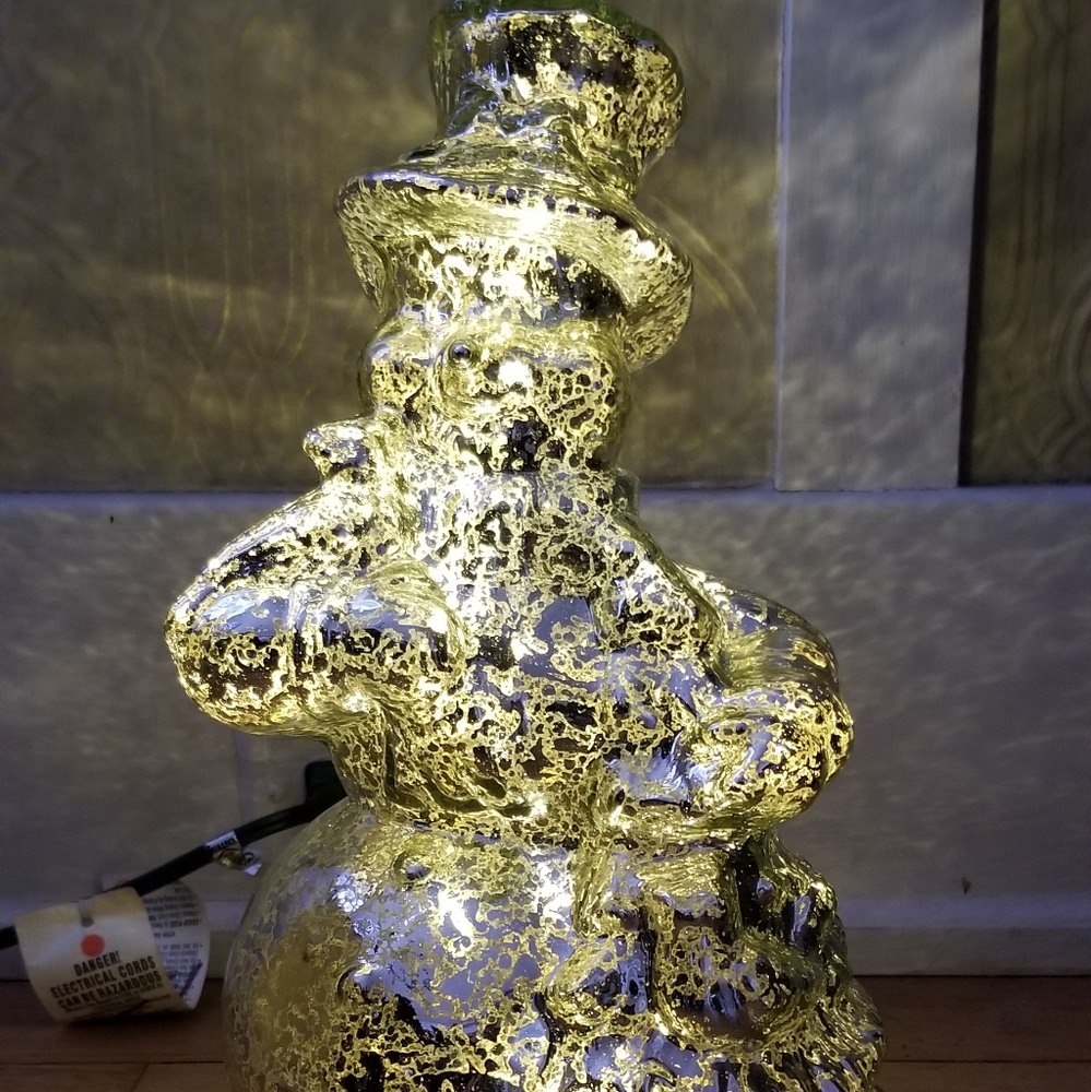 LED Light Up Mercury Glass Snowman